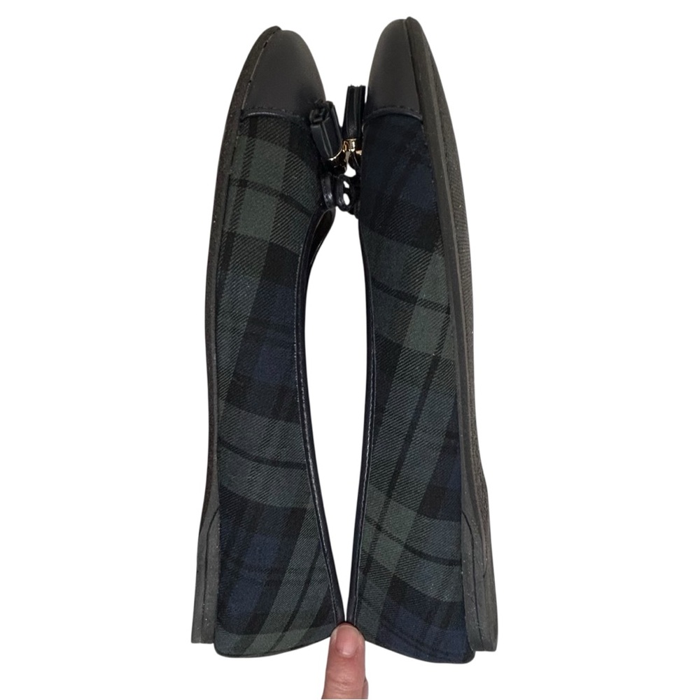 Talbots Women's Penelope Black Watch Navy/Green Plaid Tassel Ballet Flats Sz 7 - Picture 5 of 11